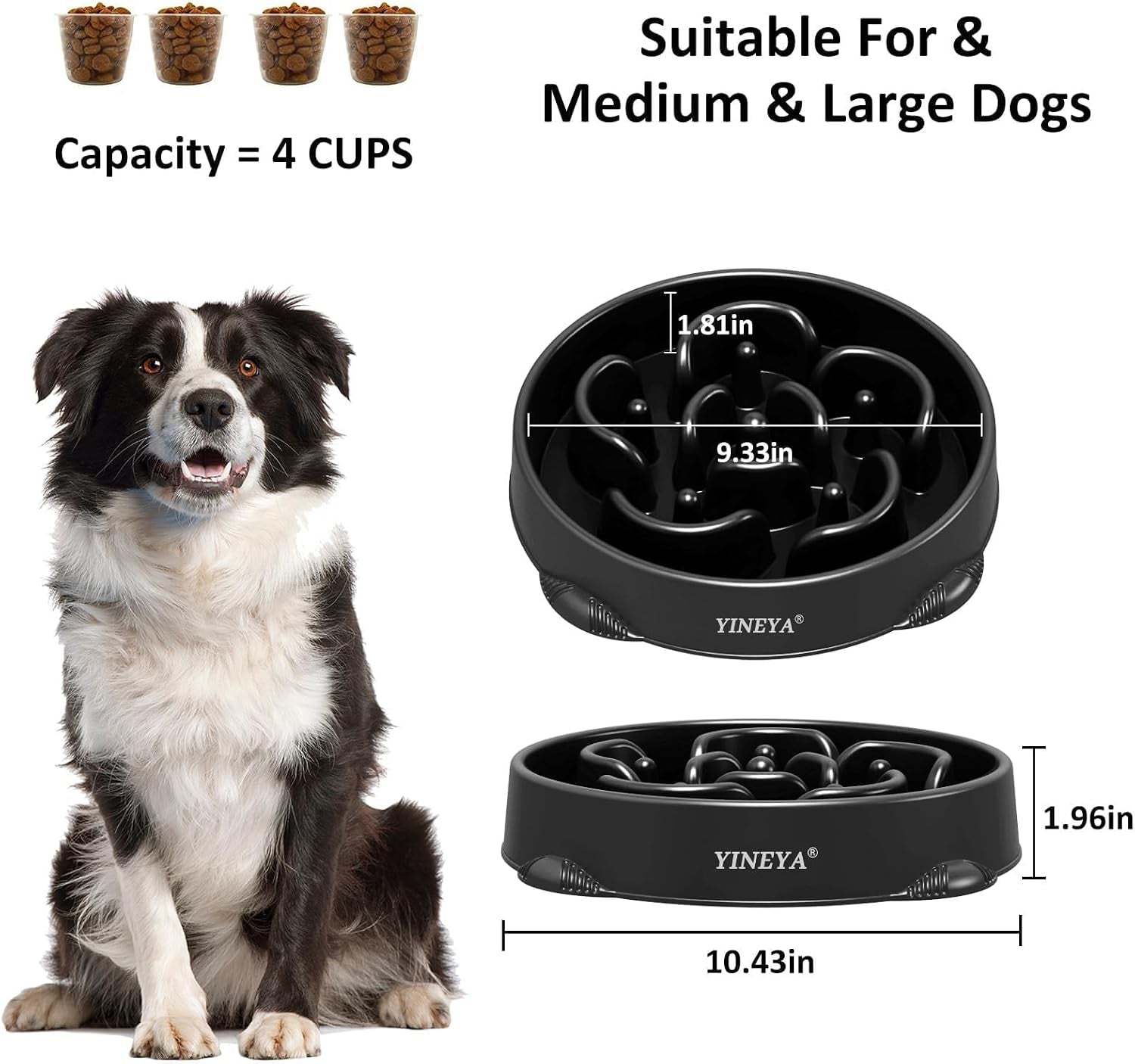 Innovative Slow Feeder Dog Bowl for Large Breeds - Promote Healthy Eating with Anti-Choking Design, Fun Maze Puzzle Feeder, and Easy Clean Features!