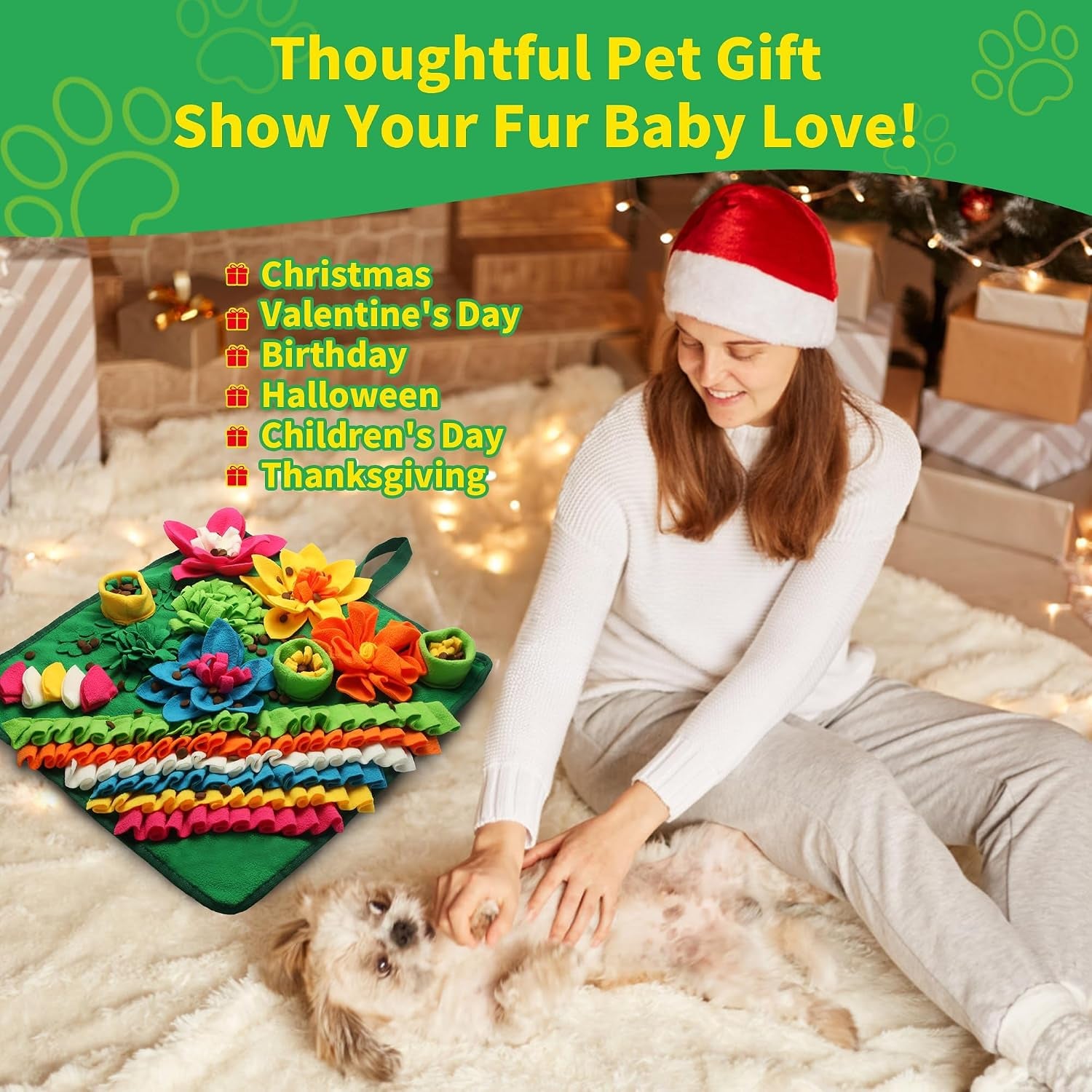 Engaging Snuffle Mat for Dogs - Interactive Puzzle Toy for Mental Stimulation, Anxiety Relief & Slow Feeding Fun for Small/Medium Puppies & Cats