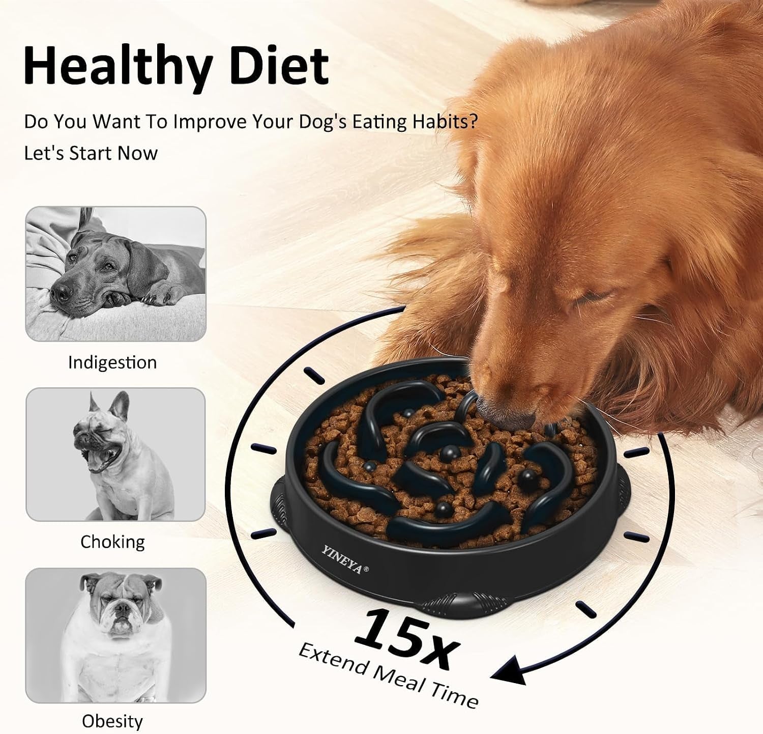 Innovative Slow Feeder Dog Bowl for Large Breeds - Promote Healthy Eating with Anti-Choking Design, Fun Maze Puzzle Feeder, and Easy Clean Features!