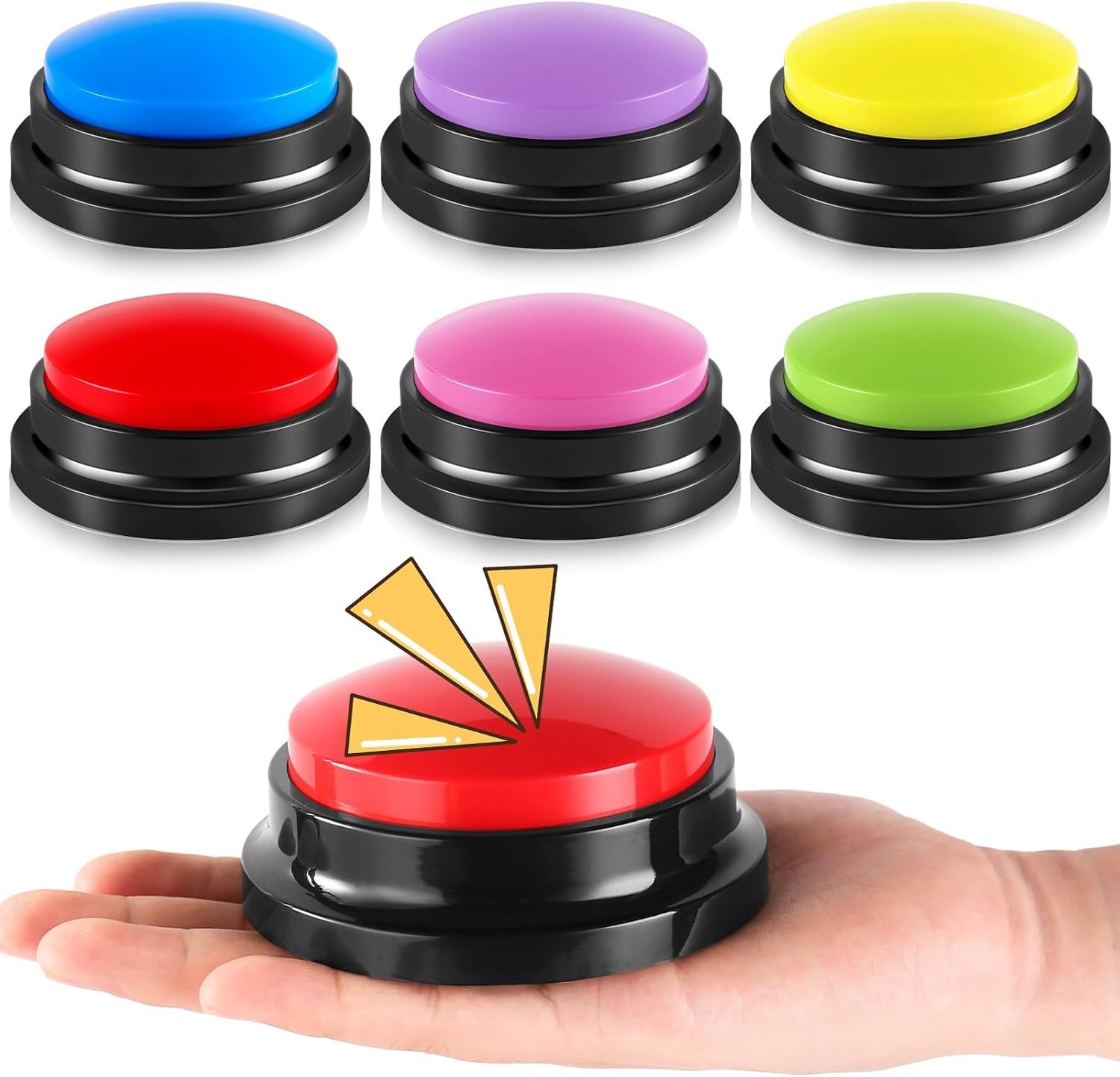 Engage and Train Your Pet with 6 Colorful Recordable Answer Buzzers - Perfect for Fun Learning and Communication!