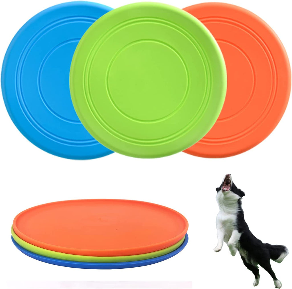 Ultimate Dog Flying Disc Set - 3 Soft Rubber Fetch Toys for All Breeds, Perfect for Water Play & Safe on Teeth - 7 Inch Lightweight Fun!
