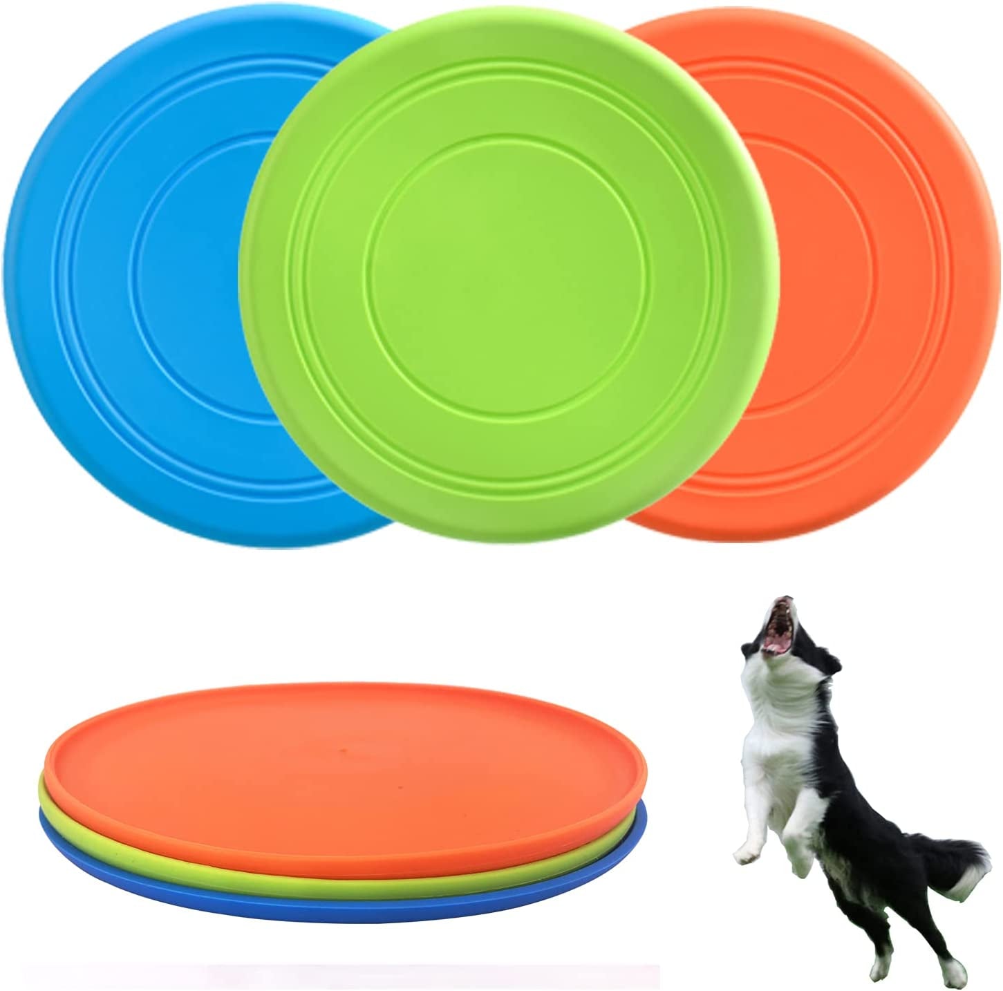 Ultimate Dog Flying Disc Set - 3 Soft Rubber Fetch Toys for All Breeds, Perfect for Water Play & Safe on Teeth - 7 Inch Lightweight Fun!