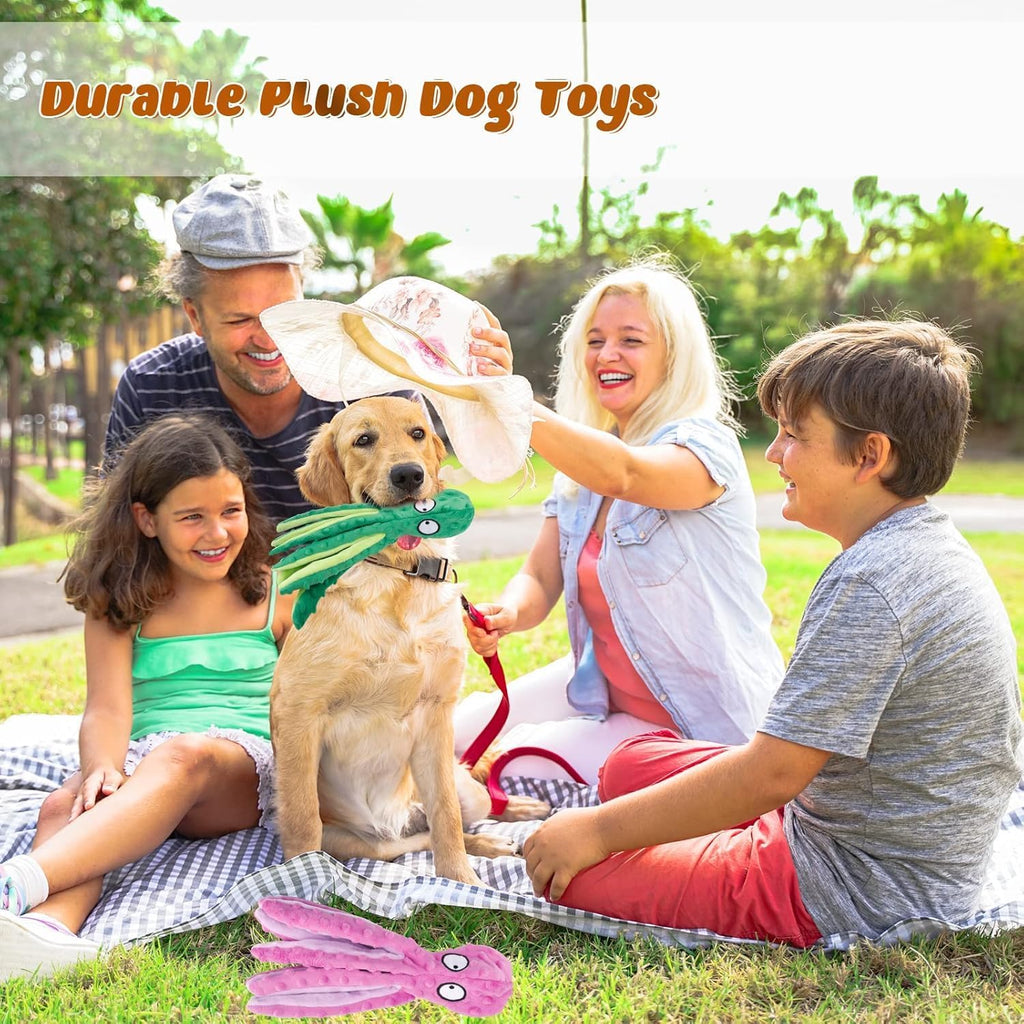 Delight Your Pup with Our 3 Pack Plush Octopus Dog Toys - Perfect for Small to Large Dogs, Squeaky Fun with No Stuffing!