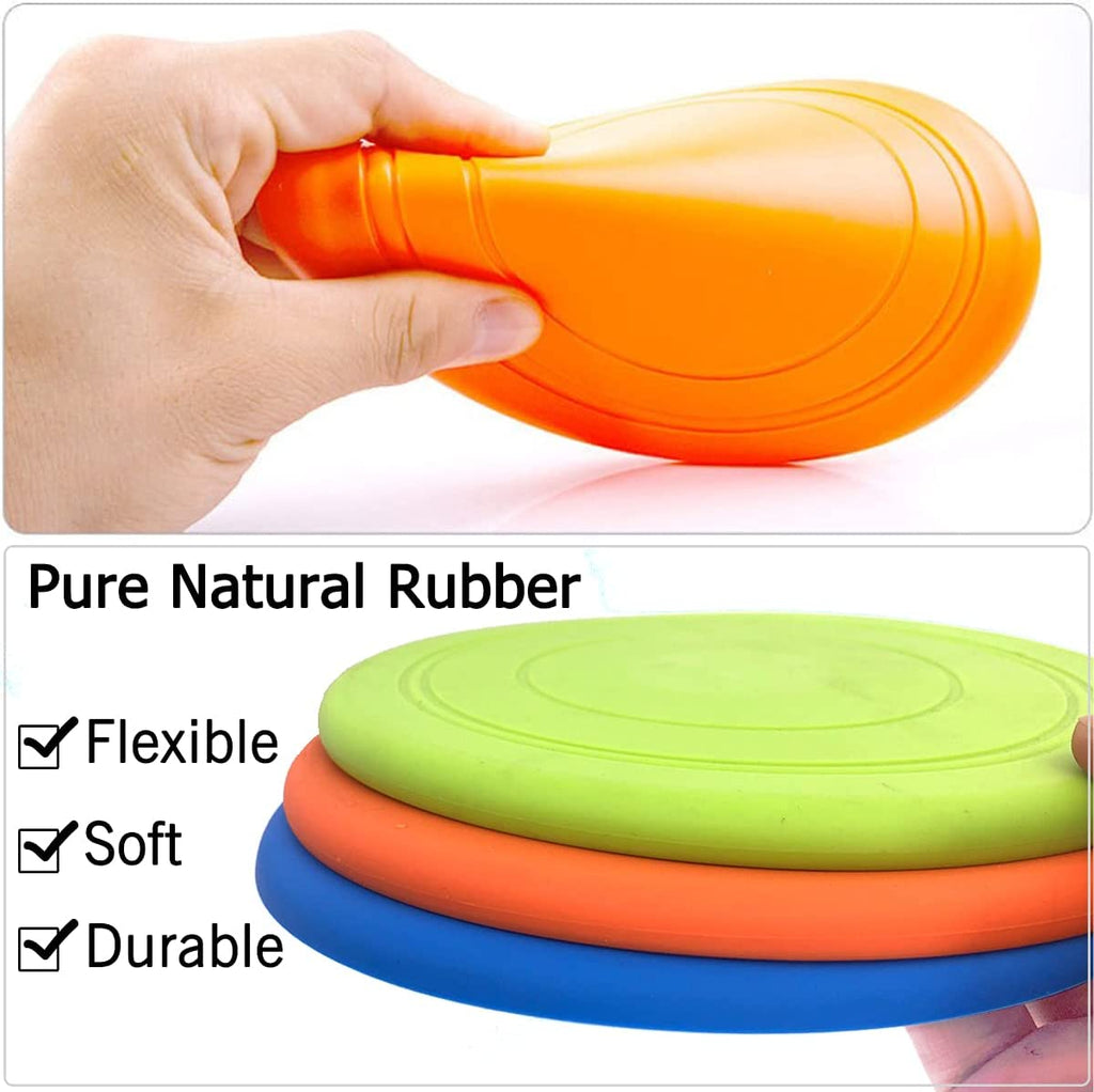 Ultimate Dog Flying Disc Set - 3 Soft Rubber Fetch Toys for All Breeds, Perfect for Water Play & Safe on Teeth - 7 Inch Lightweight Fun!