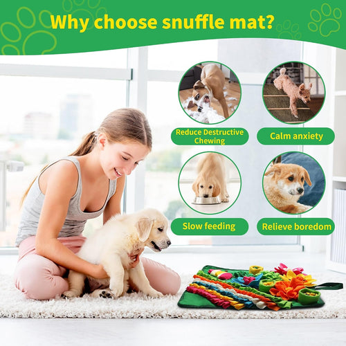 Engaging Snuffle Mat for Dogs - Interactive Puzzle Toy for Mental Stimulation, Anxiety Relief & Slow Feeding Fun for Small/Medium Puppies & Cats